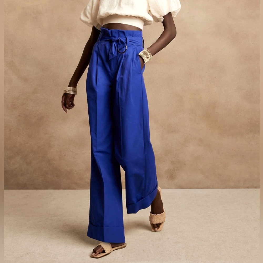 Wide-Leg High Waisted Pants Electric Blue